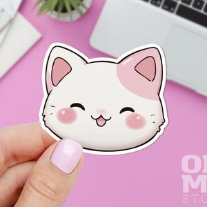 Kawaii Cat Vinyl Sticker: Laptop, Water Resistant