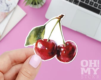 Cherry Sticker: Berry Vinyl Laptop Decal