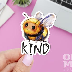 Bee Kind Sticker: Watercolor Animal Laptop Decal