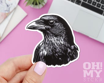 Crow Sticker: Durable Vinyl Bird Decal for Laptop or iPad