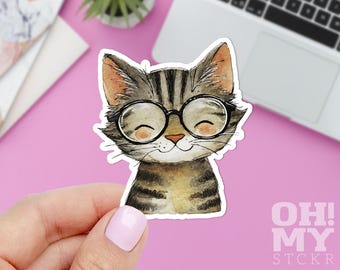 Funny Cat Sticker: Laptop, Water Resistant