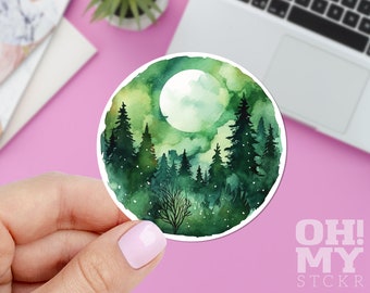 Watercolor Forest Sticker: Vinyl Laptop Decal