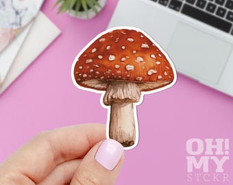 Mushroom Sticker: Watercolor  Laptop Decal