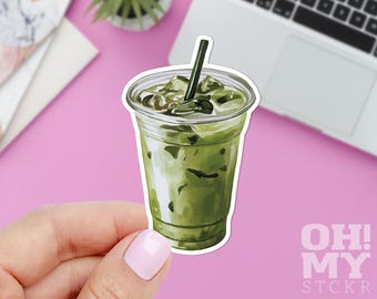 Iced Matcha Latte Sticker: Laptop Decal