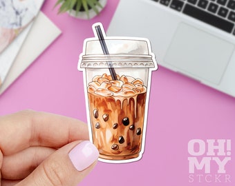 Ice Coffee Sticker, Frappe Sticker, Coffee Mug Sticker, Cup Of Coffee Sticker, Coffee Decal, Coffee Addict Sticker, Laptop Sticker