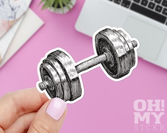 Dumbbell CrossFit Sticker: Water-Resistant Vinyl Laptop Decal