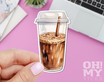 Ice Coffee Sticker, Frappe Sticker, Coffee Mug Sticker, Cup Of Coffee Sticker, Coffee Decal, Coffee Addict Sticker, Laptop Sticker