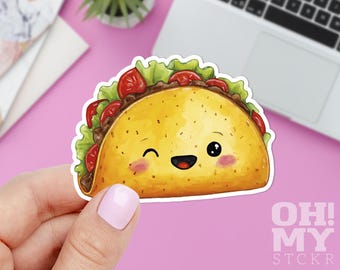Kawaii Taco Sticker: Water-Resistant Vinyl Laptop Decal