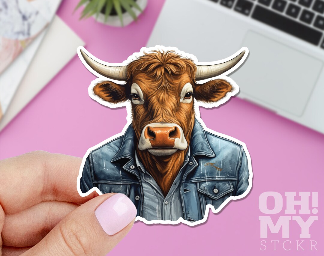 Bull Sticker, Animal Sticker, Cow Sticker, Funny Sticker, MacBook ...