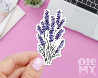 Pegatina de flor de lavanda: vinilo floral duradero