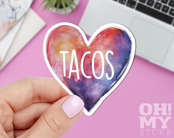 Love Tacos Sticker: Heart Food Decal, Laptop/iPad Vinyl