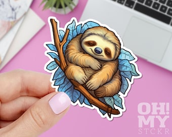 Sleepy Sloth Sticker, Cute Sticker, Animal Sticker, Cool Sticker, Macbook Sticker, IPad Sticker, Laptop Sticker
