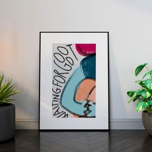 Waiting for Godot art print, wall art, painting print, home decor, aesthetic wall art, digital print, download