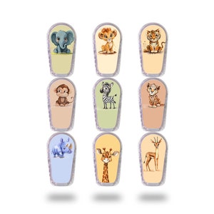 Safari Dexcom G6 Transmitter Sticker Mega Bundle, Diabetes Typ 1, Diabetes Aufkleber, Cartoon, Zoo, Kinder
