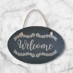 Slate Plaque - Engraved Hanging Welcome Sign