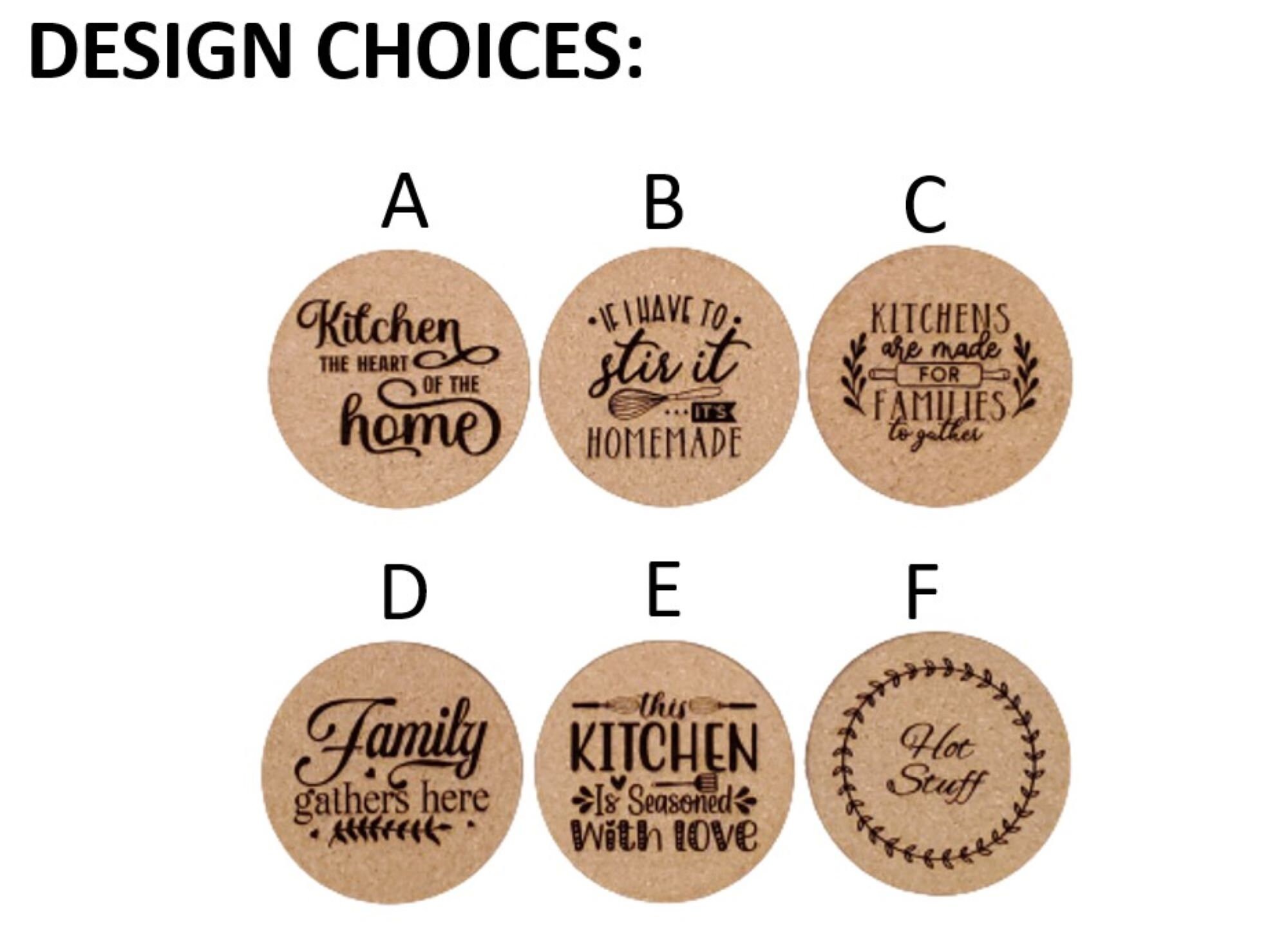 Round Cork Trivets 6 Design Choices With Sayings Etsy