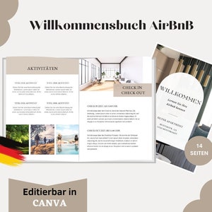 FeWo Willkommensbuch, Airbnb Welcome Book Deutsch | Willkommensvorlagen, Gastgeber Set | Canva, Gästemappe, Ferienwohnung, Gästebuch