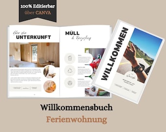 Airbnb Welcome Book - Guide Book for Vacation Rentals - Guest Directory - Templates SET - 100% Free to Edit via Canva, Guest Book