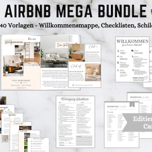 Airbnb MEGA Bundle - Cyfrowe szablony wynajmu wakacyjnego, zestaw powitalny, przewodnik po wymeldowaniu, listy kontrolne sprzątania i więcej - krótkoterminowy wynajem