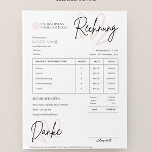 INVOICE Template - Invoice Template German - Editable Template for Small Businesses - Online Business Invoice