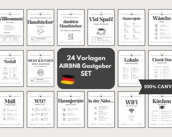 Airbnb Templates SET | Editable Welcome Templates for Vacation Rentals | Canva Template, Booking, Wifi, Instructions, Check Out