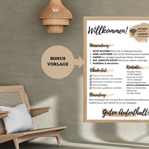 Ready-made Airbnb Welcome Templates German - Guest Signs Set 4 Pages - Vacation Rental, Guest Information - Canva Free Editing