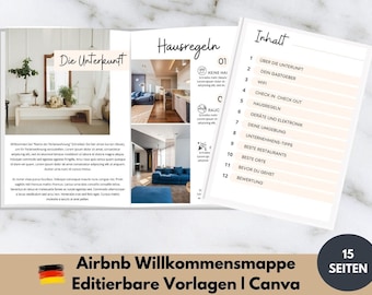 Vacation Rental Airbnb Welcome Booklet, Templates - Welcome Book - Editable in Canva - Short-Term Rental 15 Pages