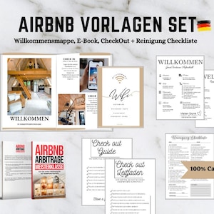 Airbnb Templates + E-Book SET | Editable Canva Templates, Pre-made for Vacation Rentals | Short-Term Rental Bundle German