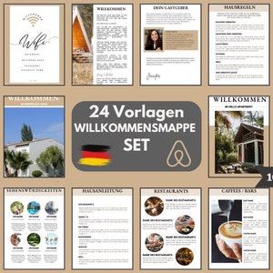 Willkommensmappe Airbnb Vorlagen | Ferienwohnungsbuch, Ferienwohnung Hausordnungsmappe | Airbnb Guidebook, 100% editierbar, Canva
