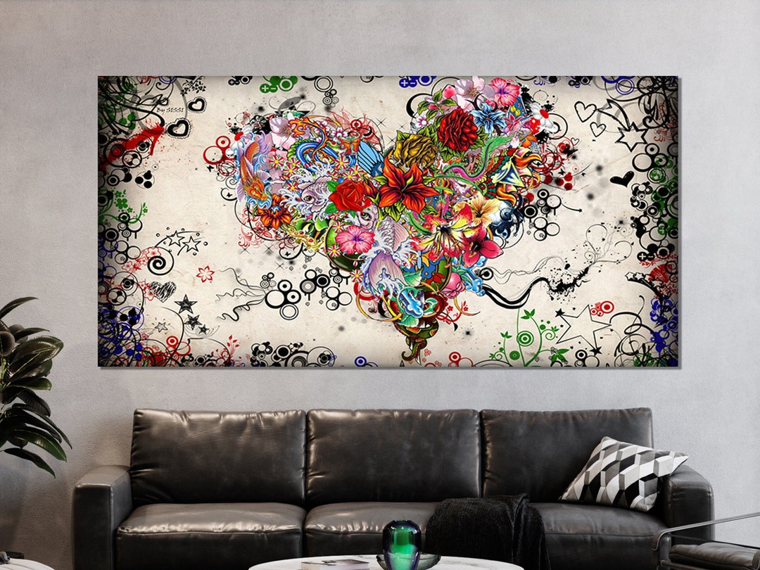 Canvas Heart, Cool Art, Canvas Painting, Print, Abstract, Wall Art ...