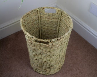 Palm Leaf Basket - Rattan Small Cylinder Bathroom Bin - Rattan Cylinder Paper Bin - Waste Bin - Bathroom Storage Basket - Home Decor Gifts