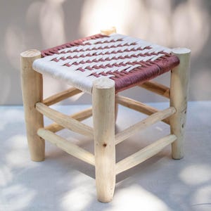 Handcraft Kids Stool, Wooden Stools, Moroccan Handmade Stool Braided Rope Weaving Seat, Home Decor, Berber Seating, Housewarming Gift