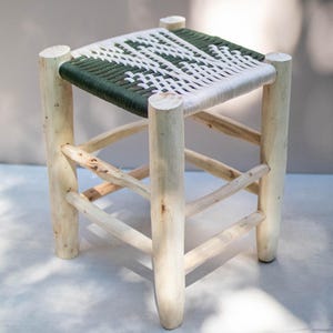 Handcraft Kids Stool, Wooden Stools, Moroccan Handmade Stool Braided Rope Weaving Seat, Home Decor, Housewarming Gift
