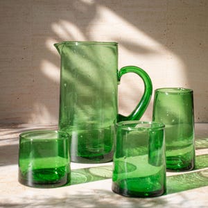 Green Moroccan Glass Tumbler – Recycled Handblown Highball Drinking Glass