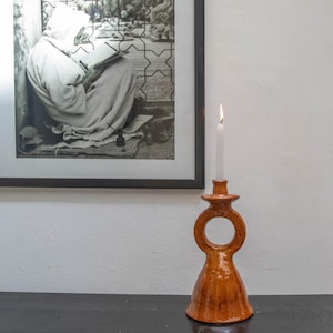 Moroccan Vintage Tamegroute Shaded Candlestick Holder, Handmade Ceramic Candle Holder, Home Decor