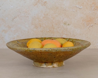 Plato de cerámica Tamegroute color ocre amarillo - Plato marroquí hecho a mano