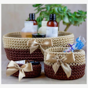 Crochet Basket Set, Sustainable Cord Storage Basket, Crocheted Basket, Home Organising, Storage, Recycled Basket, Gift for Her