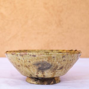 Tamegroute Handmade Bowl | Moroccan Yellow Ochre Ceramic Serving Bowl Rustic Pottery Decor