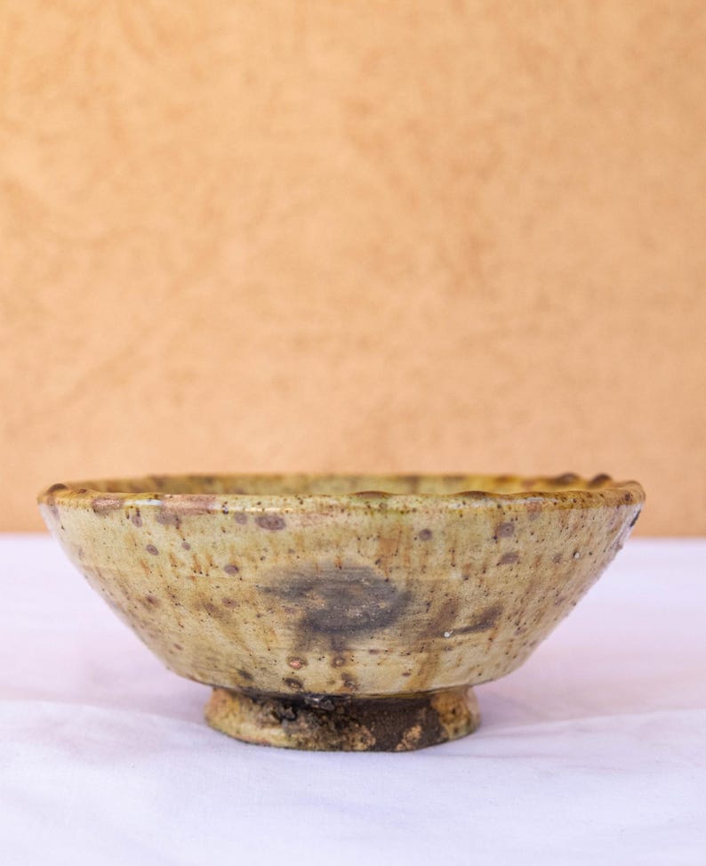 Tamegroute Handmade Bowl | Moroccan Yellow Ochre Ceramic Serving Bowl Rustic Pottery Decor