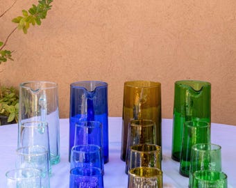 Recycled Beldi Glass Tumbler | Christmas Gift | Handblown Moroccan Drinking Glass | Eco Friendly | Mix & Match Set