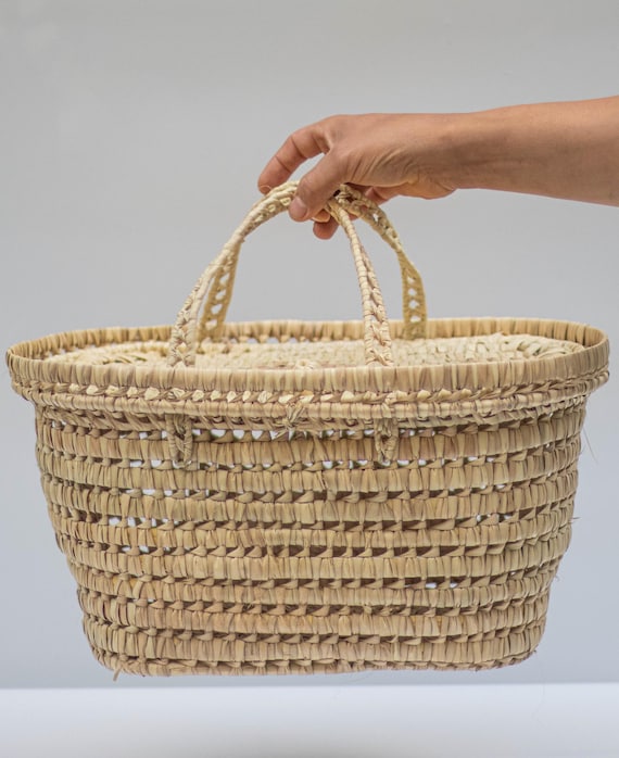 手編みのヤシの葉の籐かご：モロッコ風収納トランク - Etsy 日本