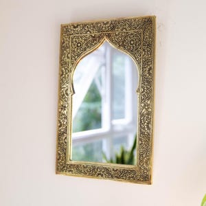 Moroccan Brass Mirror - Handmade Brass Mirror - Door Brass Mirror