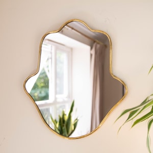 Moroccan Handcrafted Brass Mirror Fatima Hand