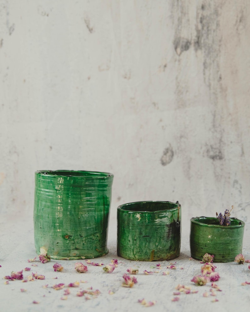 Moroccan vintage tamegroute planter pot handmade glazed pottery pot ceramic indoor plant indoor planters tamegroute pottery