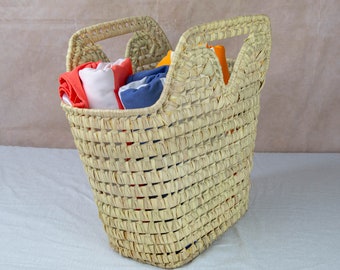 Handwoven Palm Leaf Bag: French Market Basket, Moroccan Straw Bag