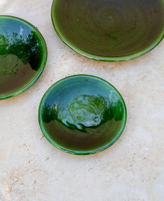 ASSIETTE SALADIER POTERIE MAROC MAROCAINE VERT BLEU NOIR