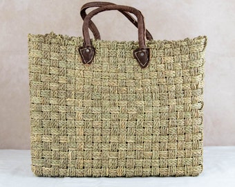 French Basket Bag - Market basket - Moroccan Wicker Bag - Moroccan Straw Bag Moroccan Basket, Farmers Market Bag, Shopping Market Wicker Bag