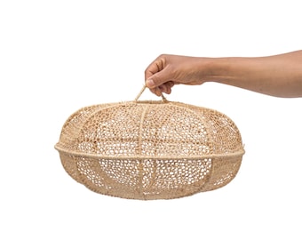 Handmade Raffia Pendant Light: Moroccan Woven Lampshade