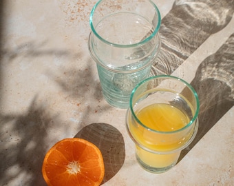Handblown Beldi Tea Glasses Set with Jug | Recycled Moroccan Glassware