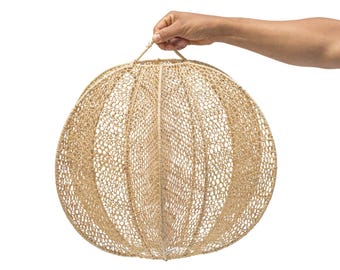 Handcrafted raffia pendant light, hanging lamp shade in raffia, Home decor